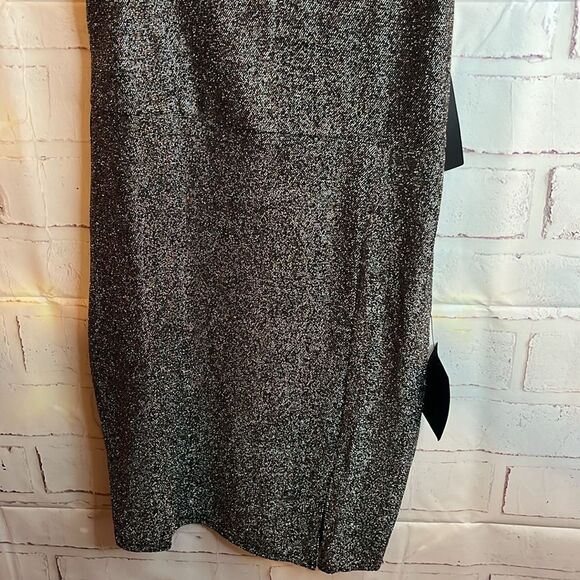 Lulus Take Me Anywhere Silver Sparkly Asymmetrical Bodycon Mini Dress size S - Picture 6 of 12